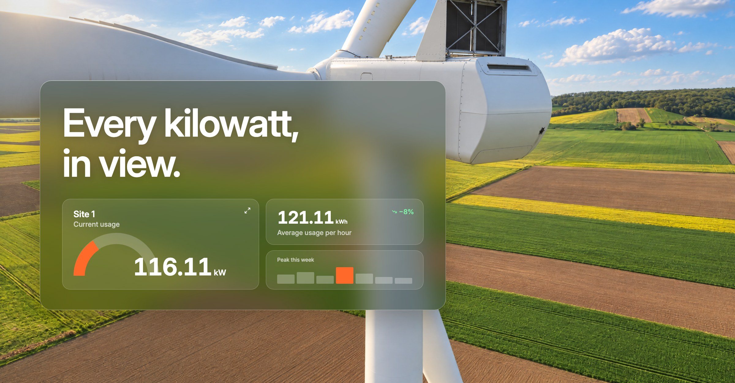 Elia energy dashboard over a wind turbine