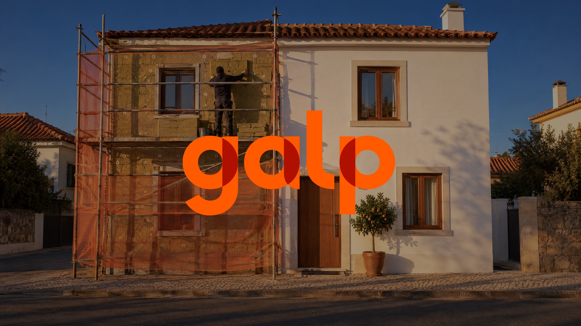 Galp logo over a house under renovation